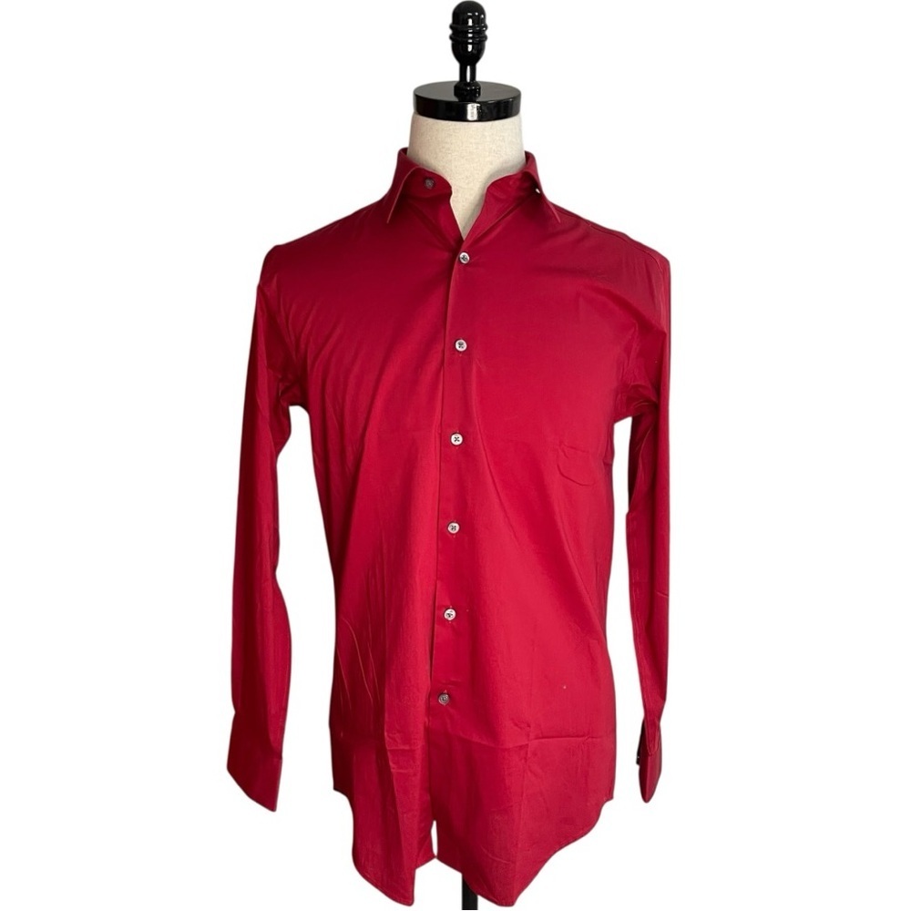 Alfani Alfatech Oxford Button Up Dress Shirt Red
